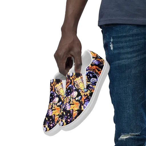 Inferno Bloom on a Men's Slip-On Canvas Shoes