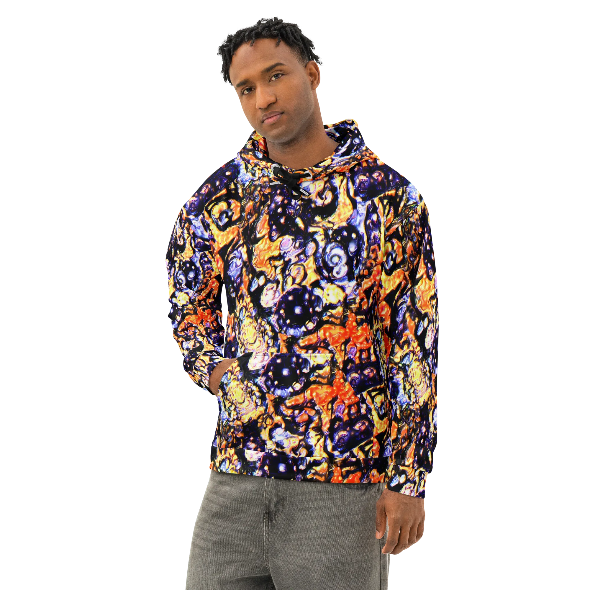 Inferno Bloom on Cotton Hoodie — Left Front