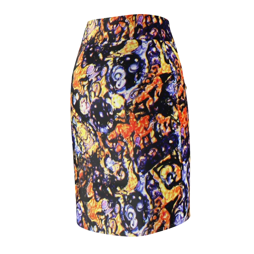 Inferno Bloom on Pencil Skirt — Back Side