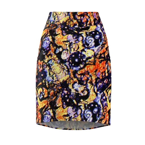Inferno Bloom on a Pencil Skirt