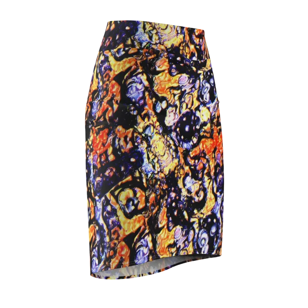 Inferno Bloom on Pencil Skirt — Front Side