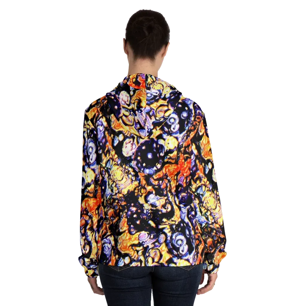Inferno Bloom on Women's Full-Zip Hoodie — Back On Person