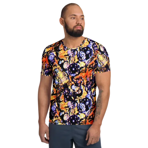 Inferno Bloom on a Men's Athletic T-Shirt