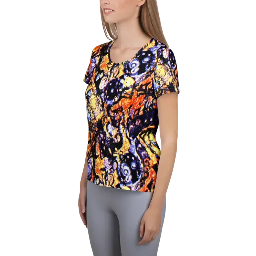 Inferno Bloom on a Women's Athletic T-Shirt