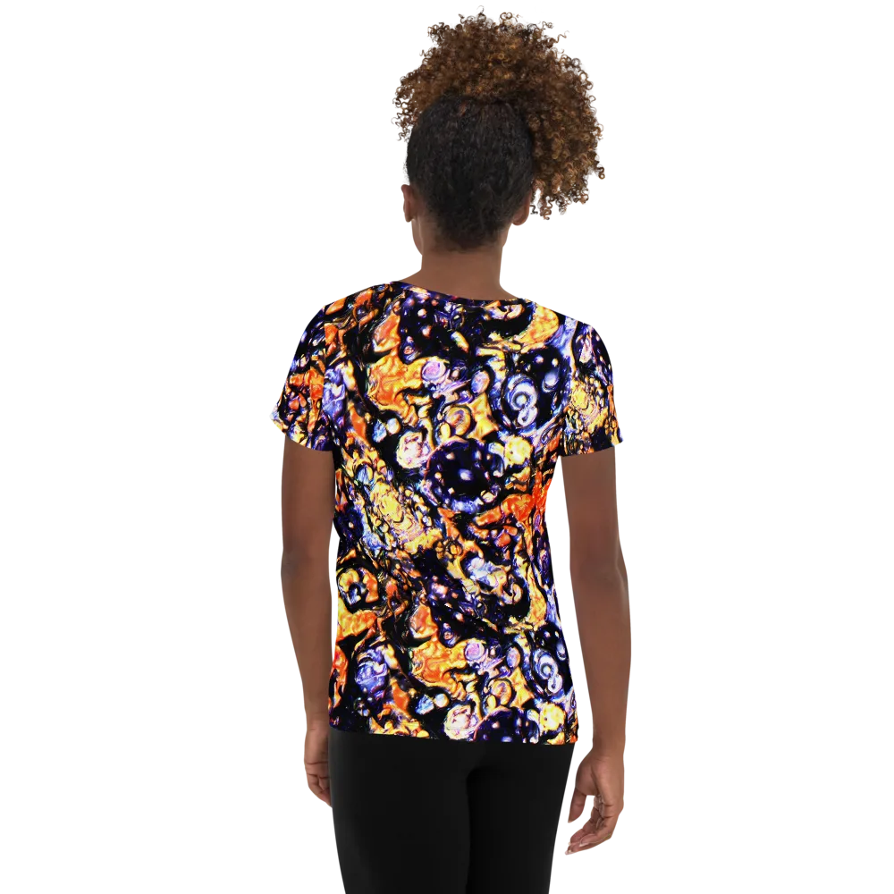 Inferno Bloom on Women's Athletic T-Shirt — Back
