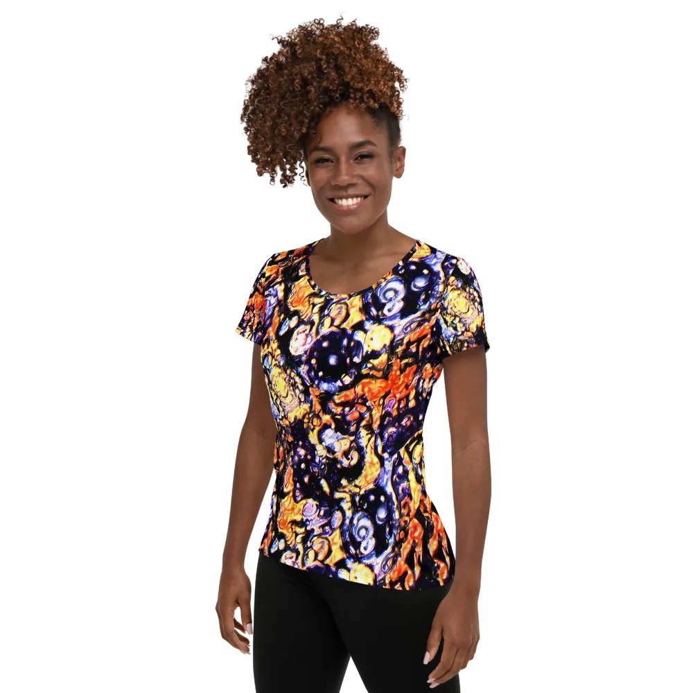 Inferno Bloom on Women's Athletic T-Shirt — Left