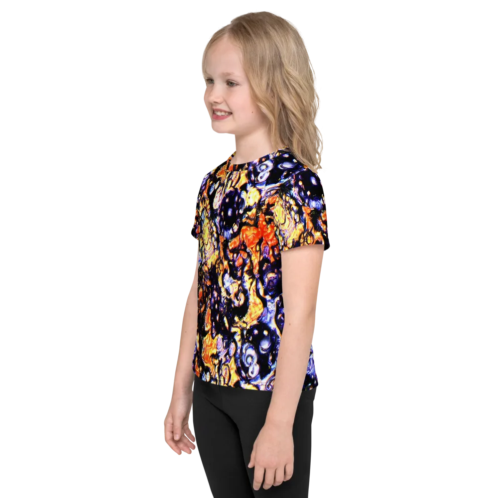 Inferno Bloom on Kids Crew Neck T-Shirt — Left