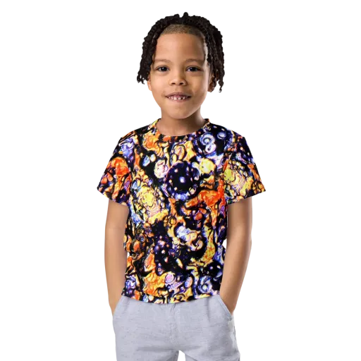 Inferno Bloom on a Kids Crew Neck T-Shirt