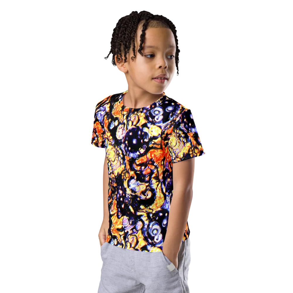 Inferno Bloom on Kids Crew Neck T-Shirt — Left Front