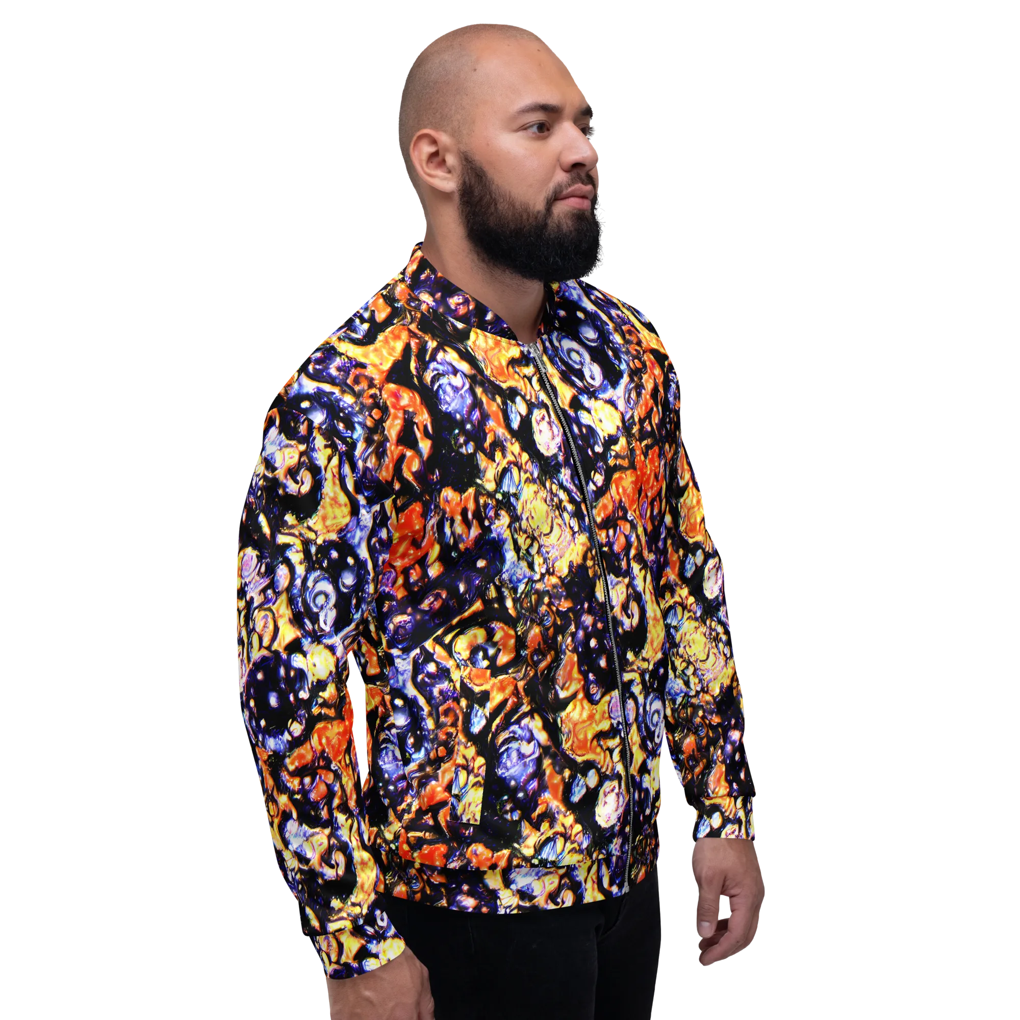 Inferno Bloom on Bomber Jacket — Right