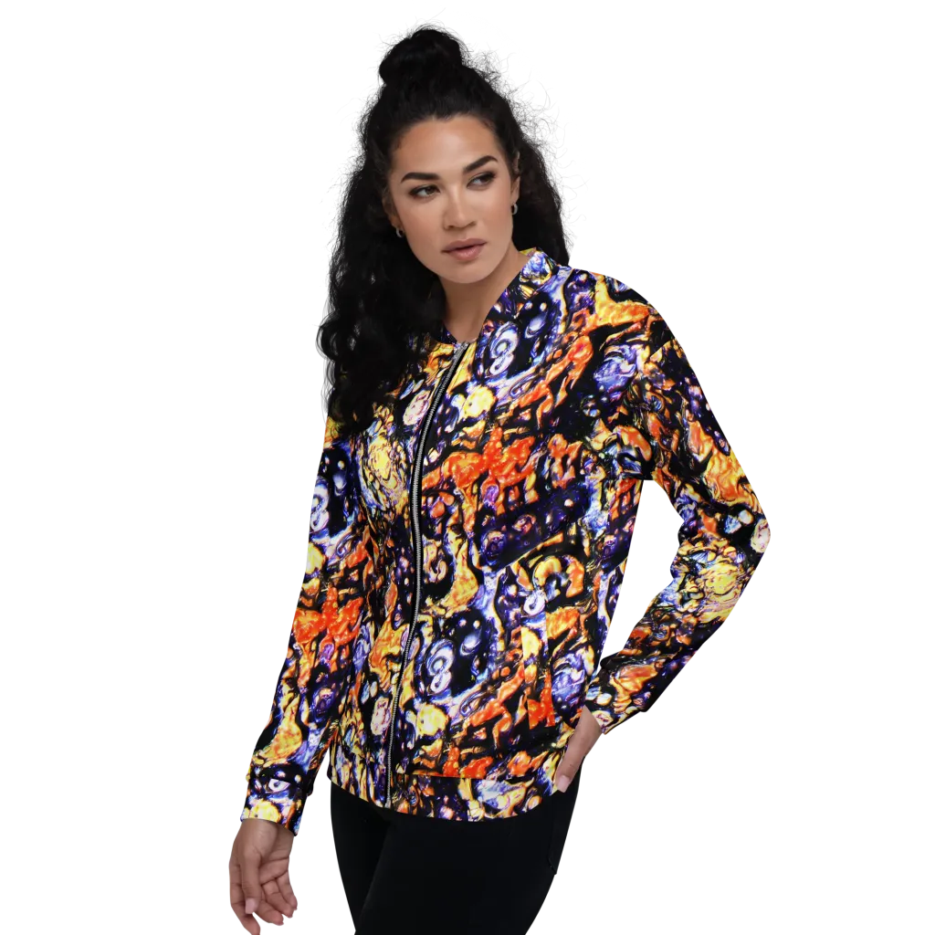 Inferno Bloom on Bomber Jacket — Left