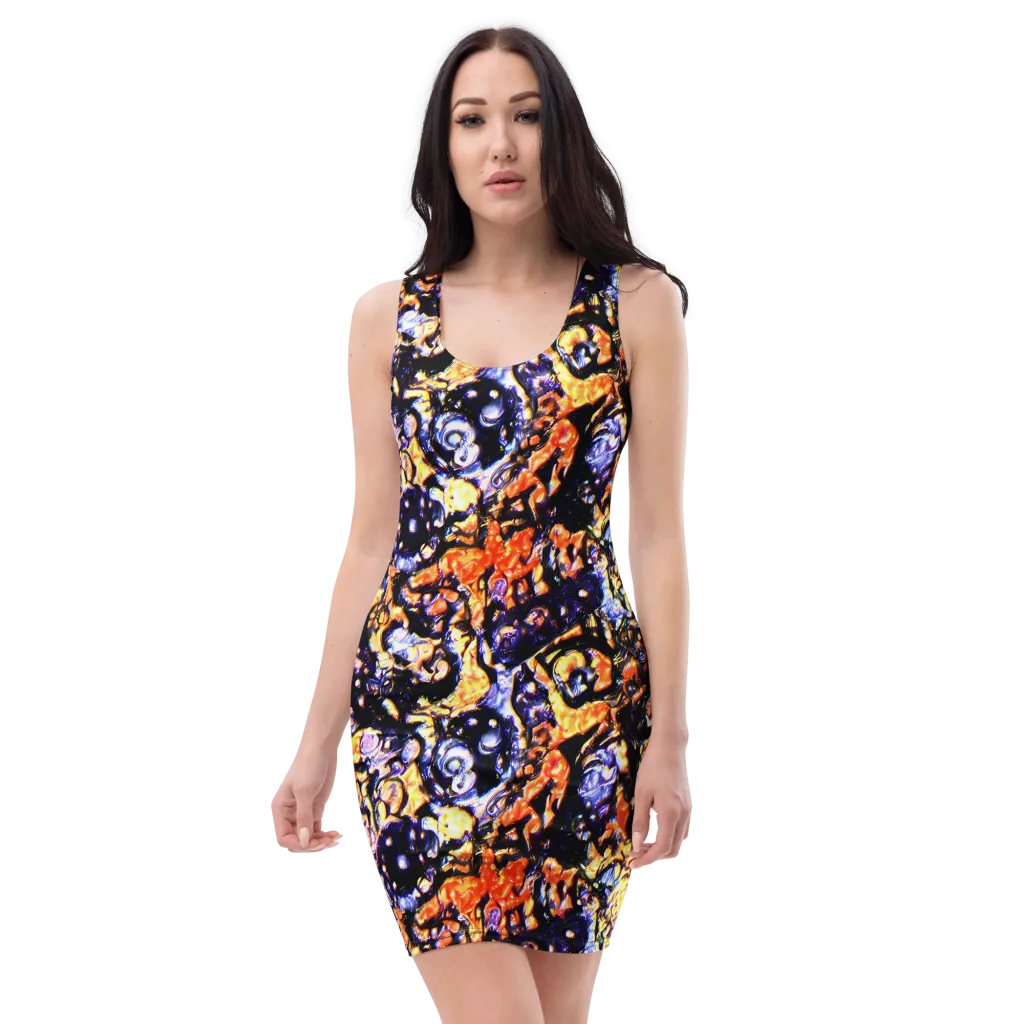 Inferno Bloom on Bodycon Dress — Front