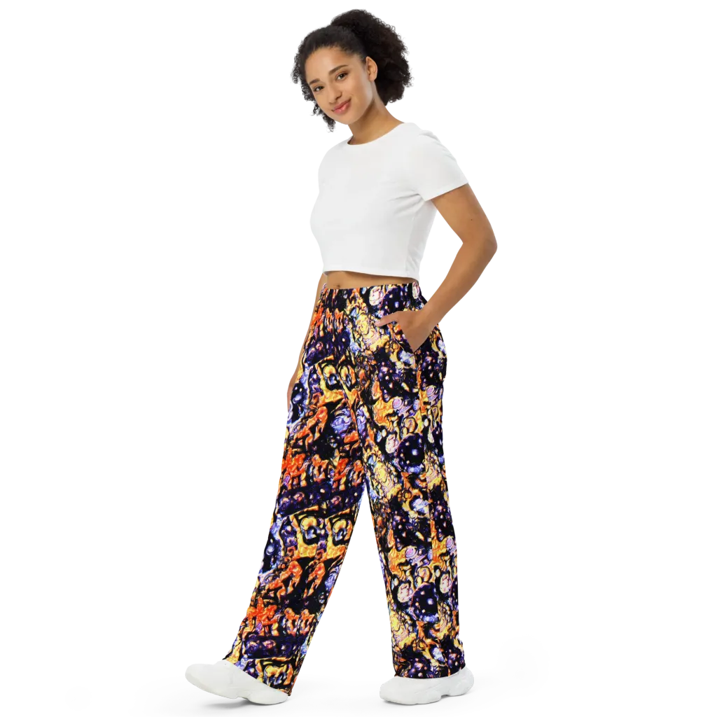 Inferno Bloom on Wide-Leg Pants — Left Front