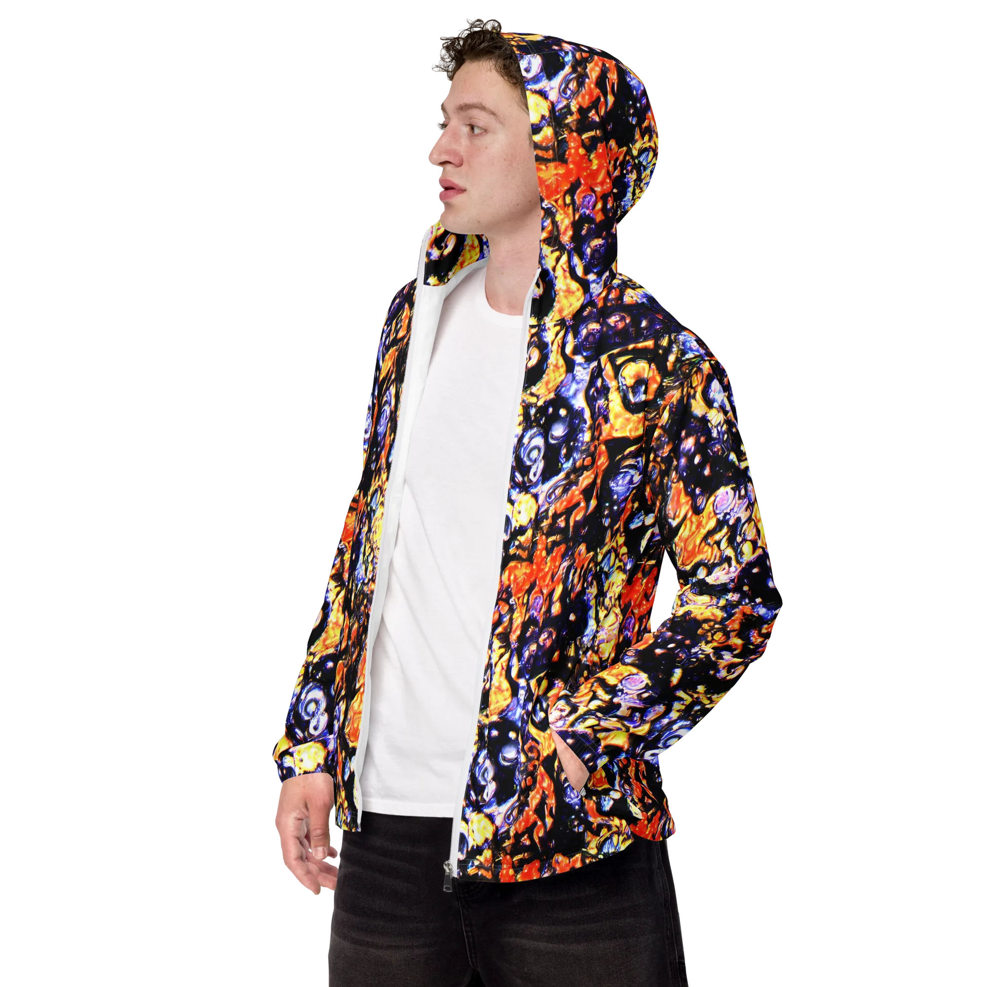 Inferno Bloom on Men's Windbreaker — Left Front