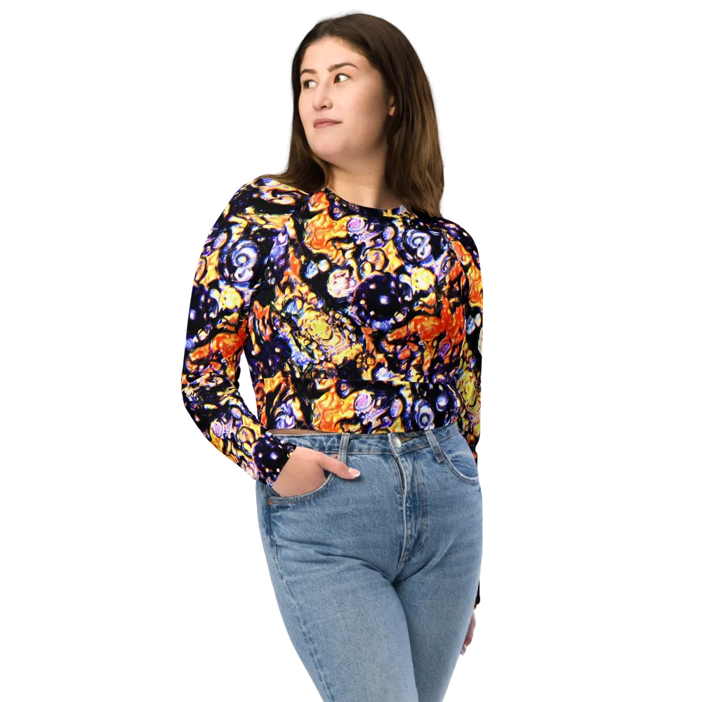 Inferno Bloom on Long Sleeve Crop Top — Front