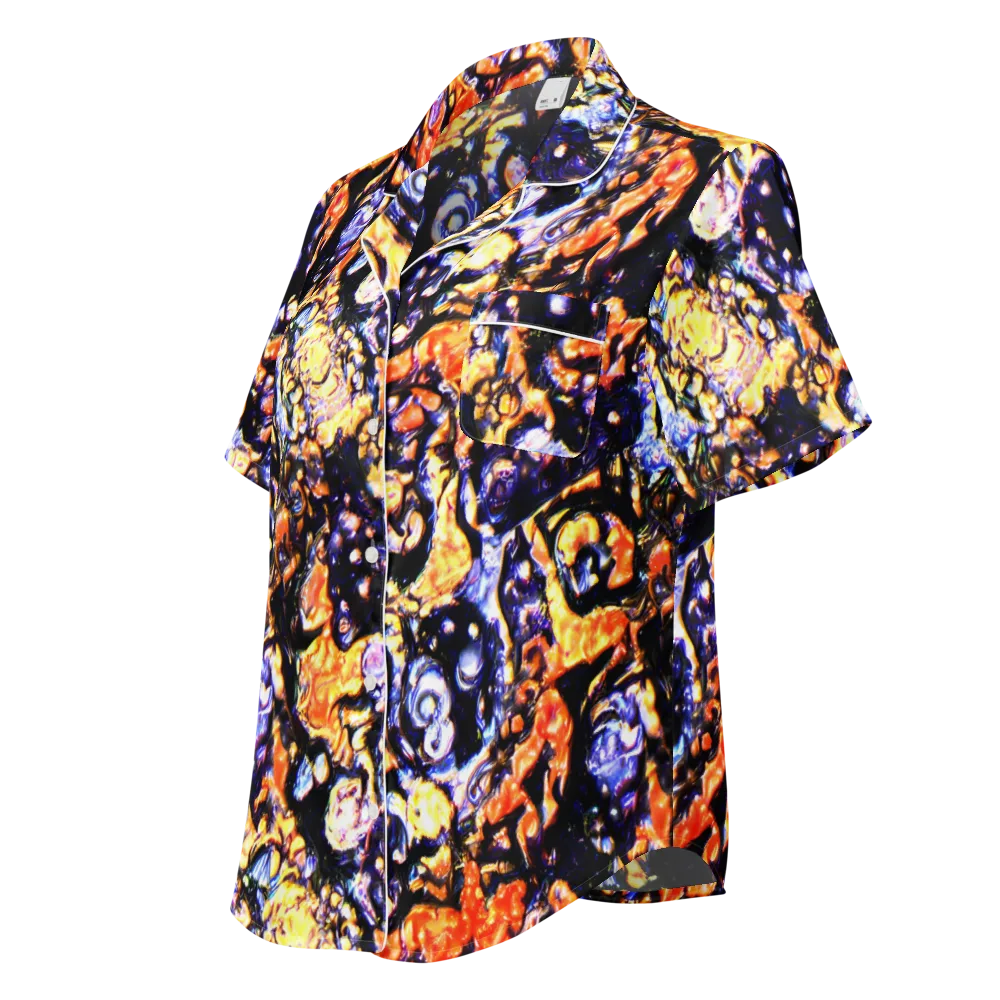 Inferno Bloom on Women's Short Sleeve Pajama Top — Left Front
