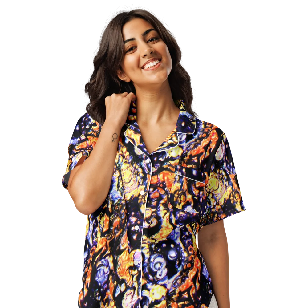 Inferno Bloom on Women's Short Sleeve Pajama Top — Front