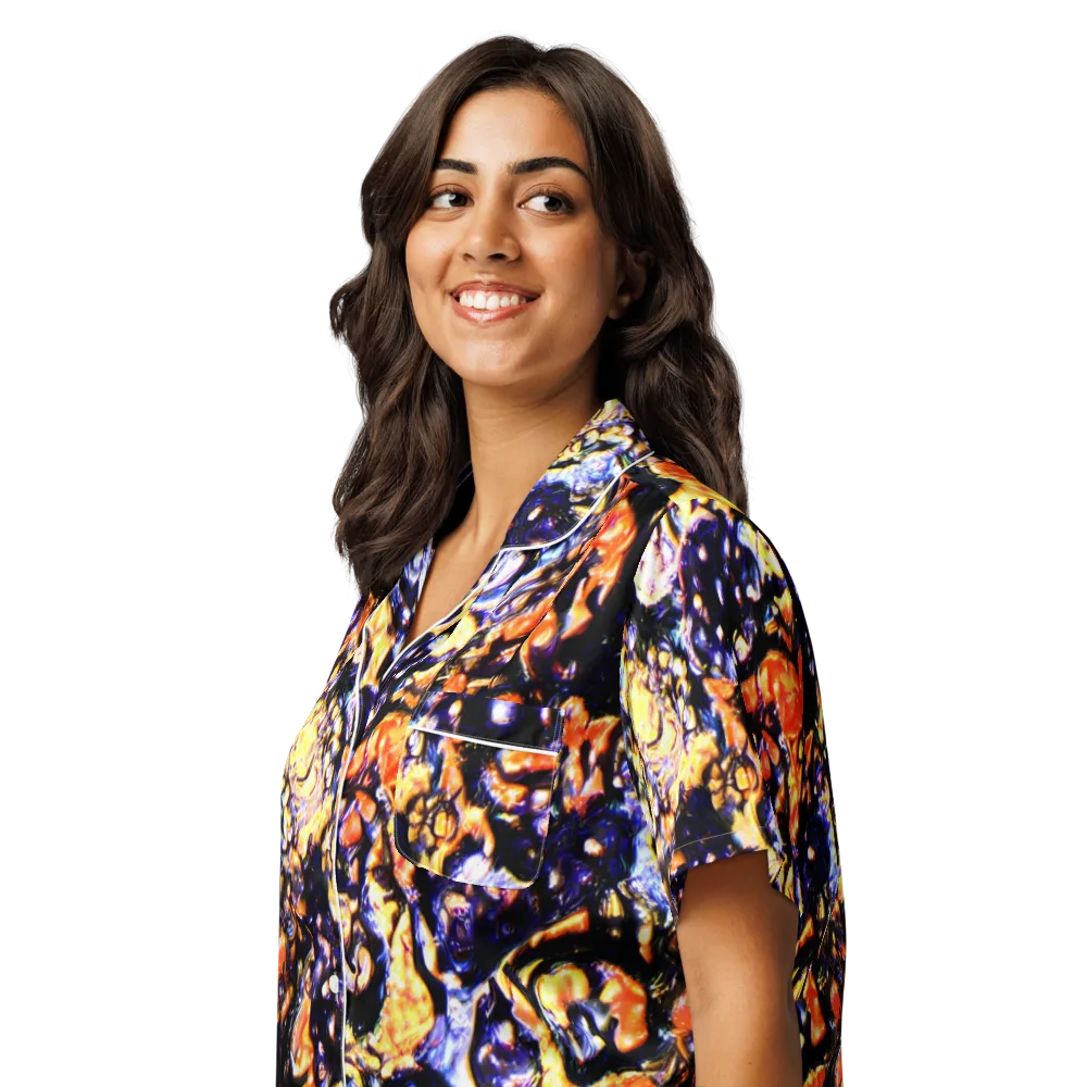 Inferno Bloom on Women's Short Sleeve Pajama Top — Left Front