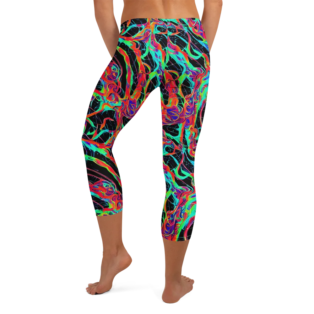 Fluorescent Rapture on Capri Leggings — Back