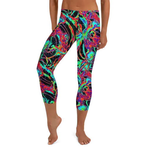 Fluorescent Rapture on a Capri Leggings