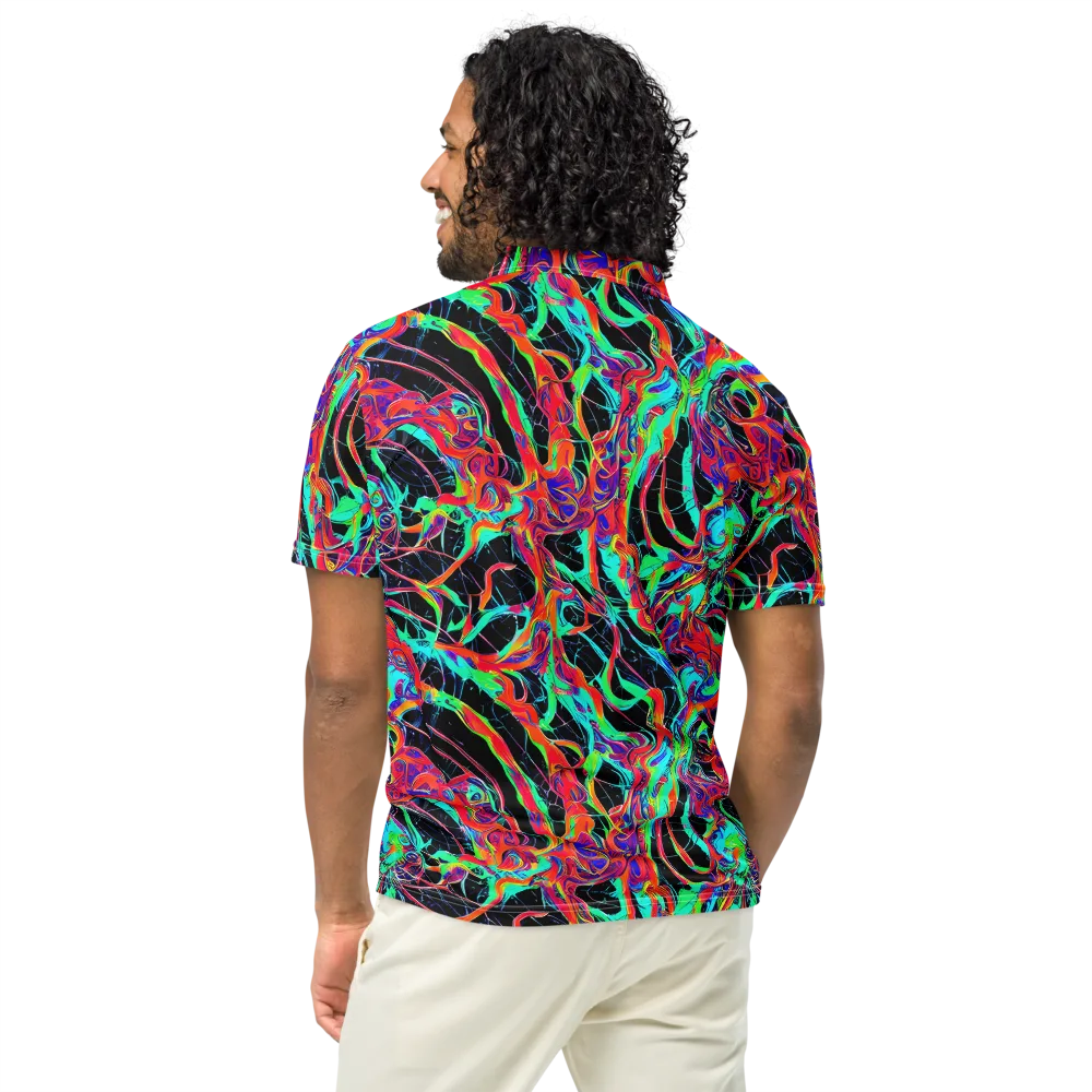 Fluorescent Rapture on Men's Slim Fit Polo Shirt — Back