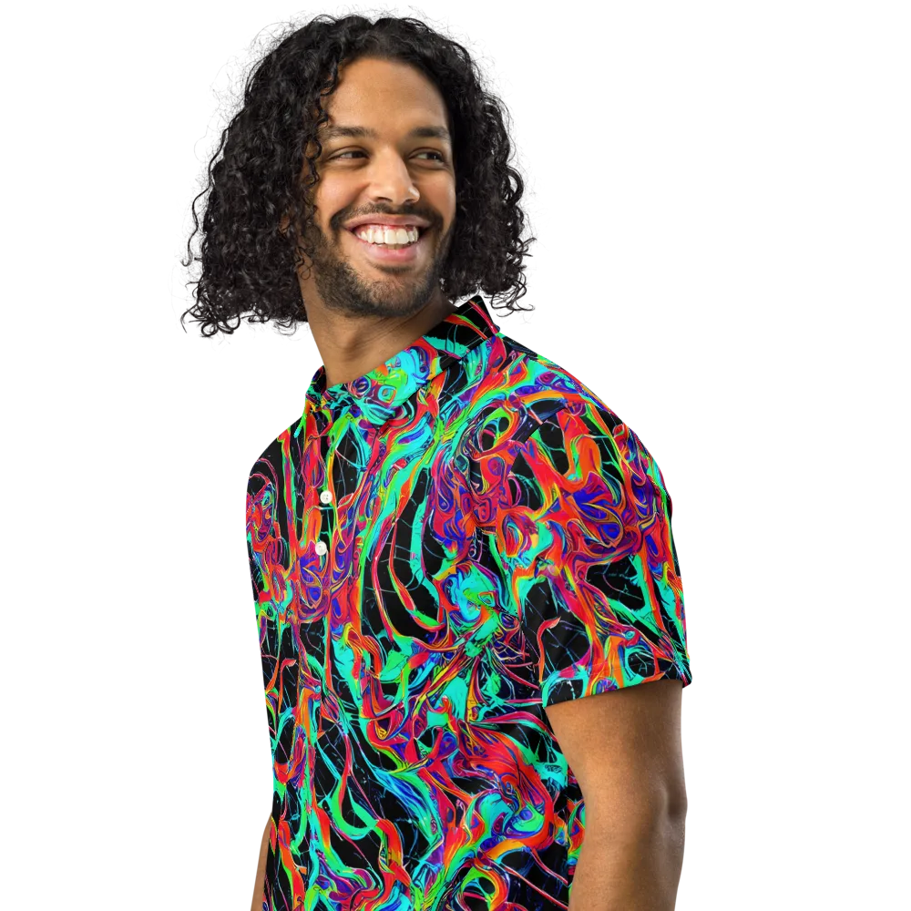 Fluorescent Rapture on Men's Slim Fit Polo Shirt — Left Front