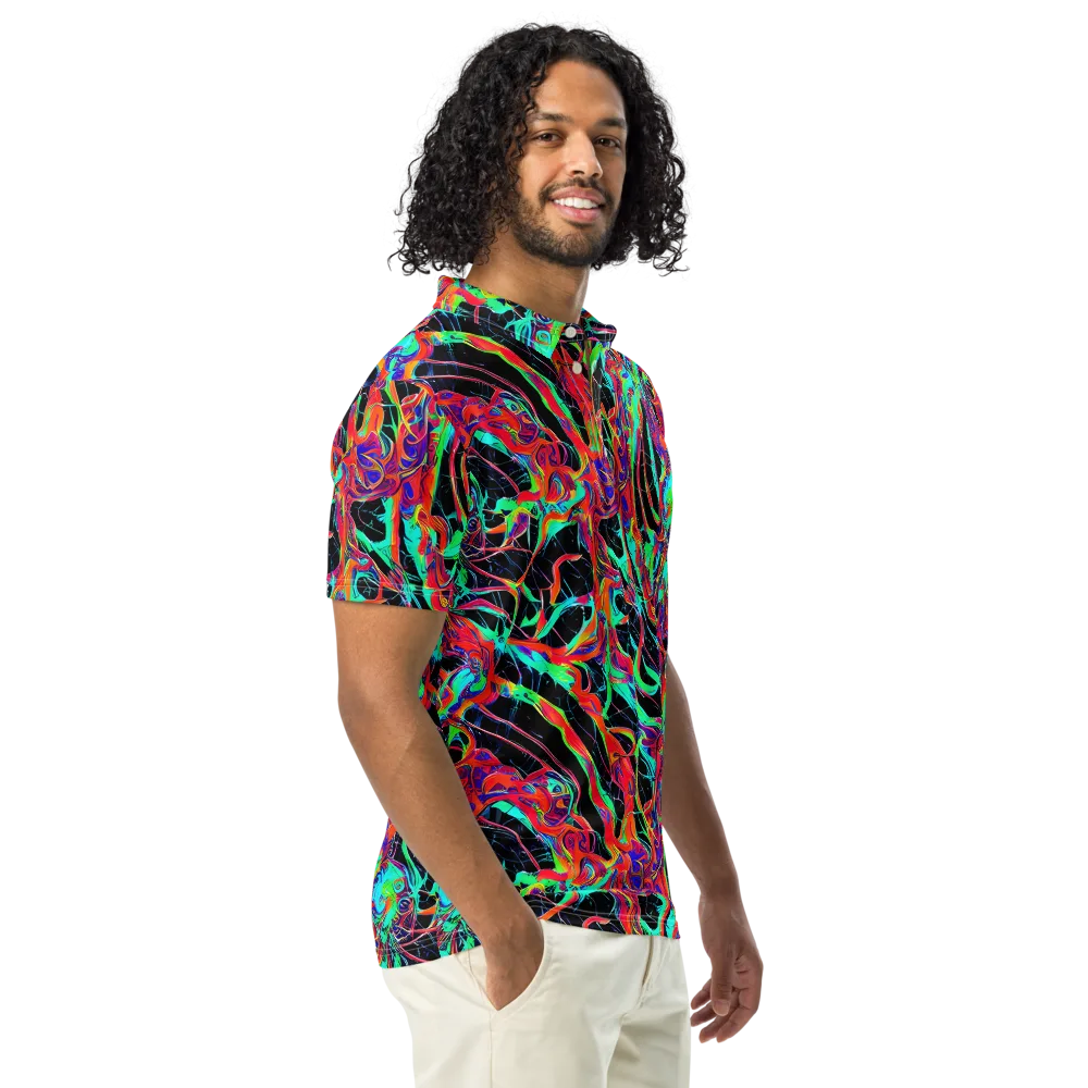 Fluorescent Rapture on Men's Slim Fit Polo Shirt — Right Front