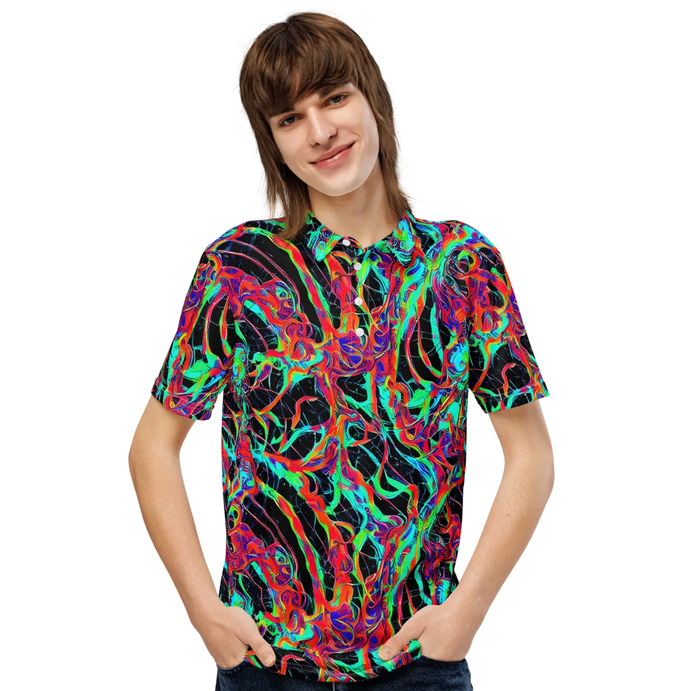 Fluorescent Rapture on Men's Slim Fit Polo Shirt — Front