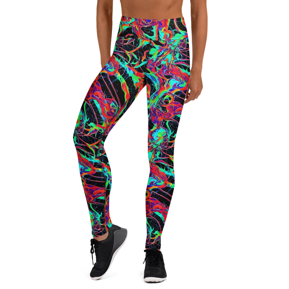 Fluorescent Rapture on Yoga Leggings — Front