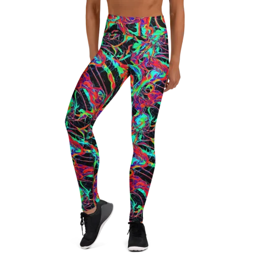Fluorescent Rapture on a Yoga Leggings