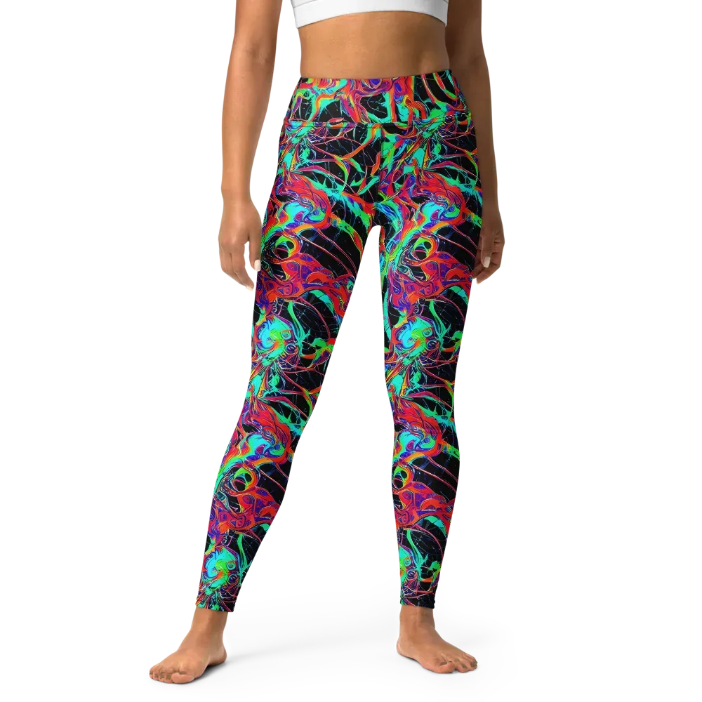 Fluorescent Rapture on Yoga Leggings — Front