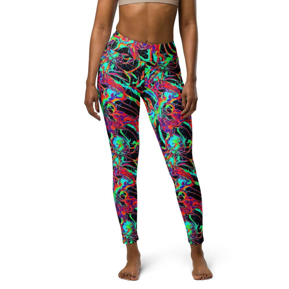 Fluorescent Rapture on Yoga Leggings — Front