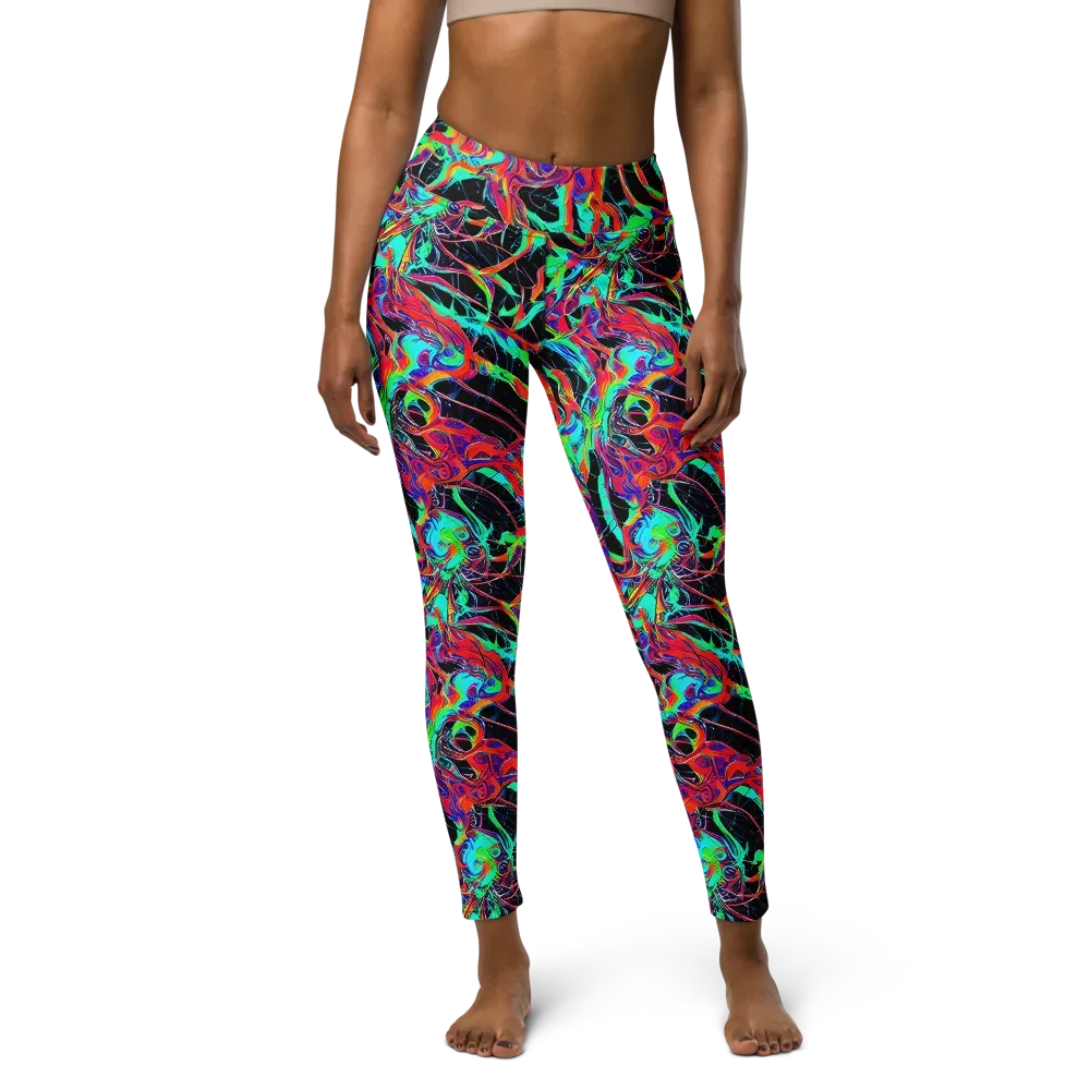 Fluorescent Rapture on Yoga Leggings — Front