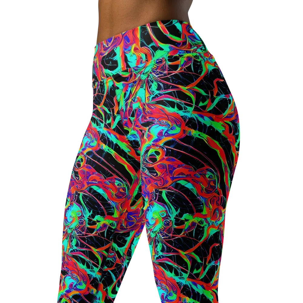 Fluorescent Rapture on Yoga Leggings — Left Front