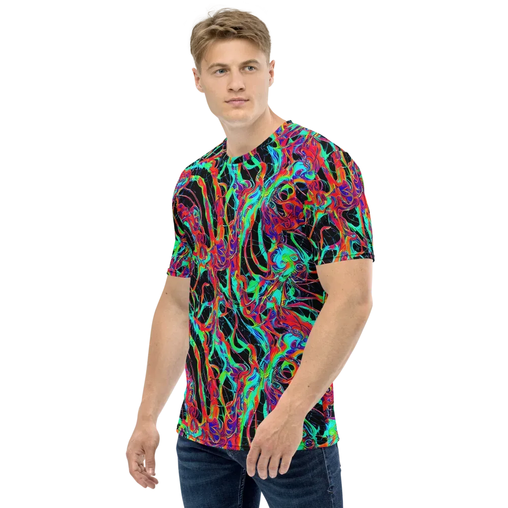 Fluorescent Rapture on Men's Crew Neck T-Shirt — Left