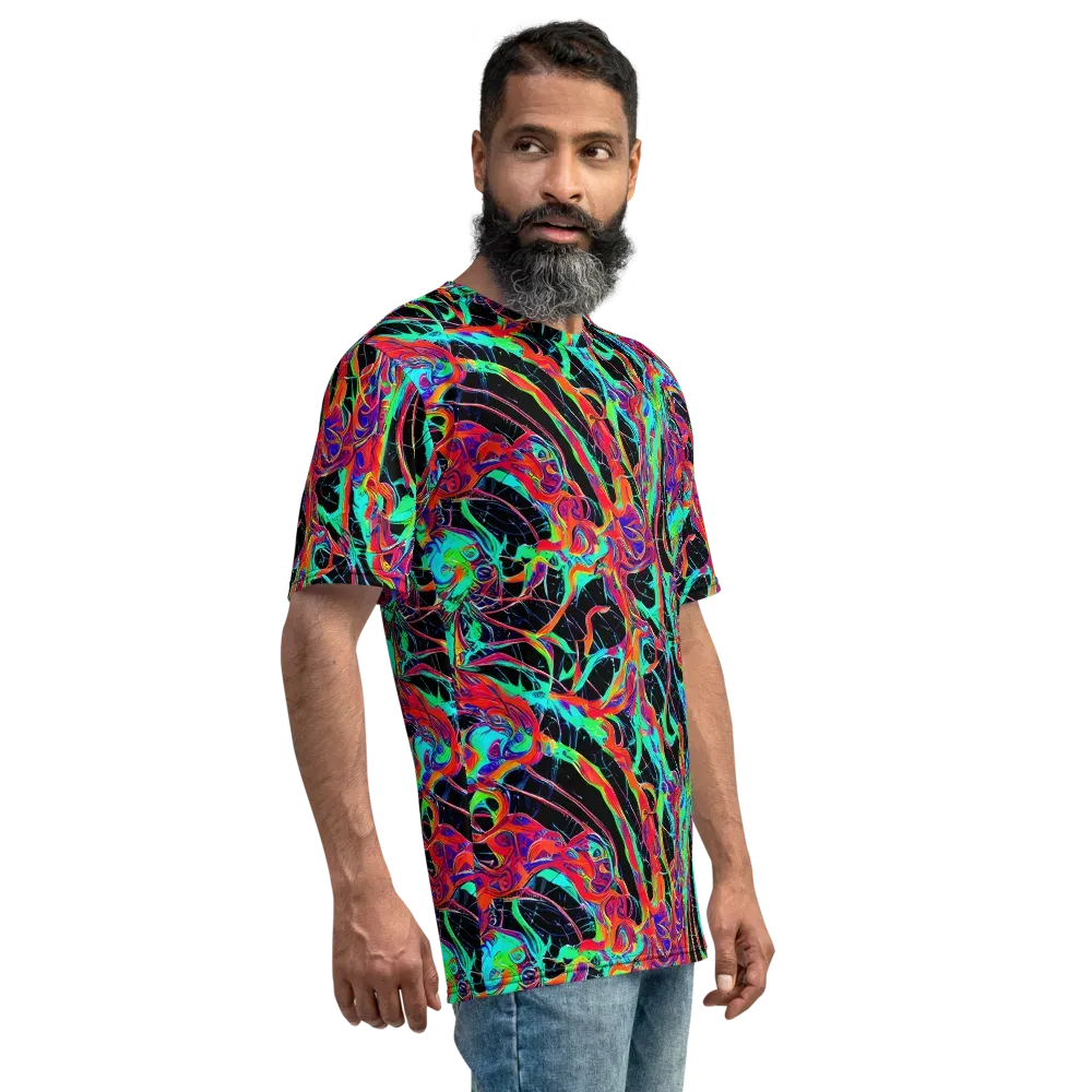 Fluorescent Rapture on Men's Crew Neck T-Shirt — Right