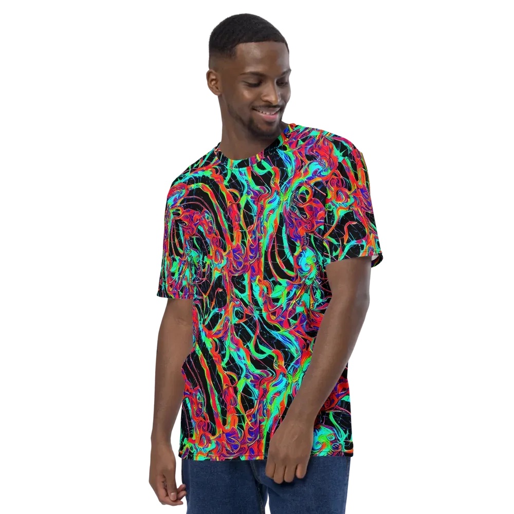 Fluorescent Rapture on Men's Crew Neck T-Shirt — Left