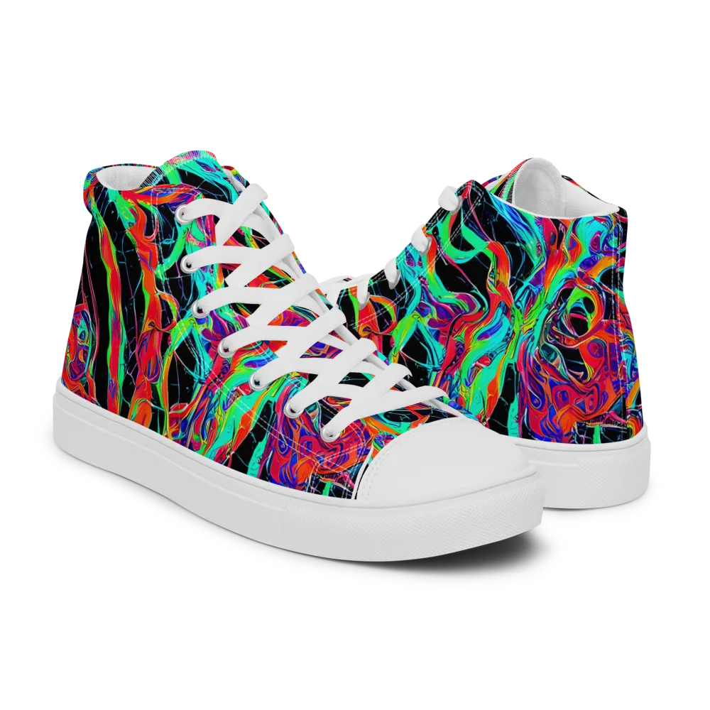 Fluorescent Rapture on Men's High Top Canvas Shoes — Right