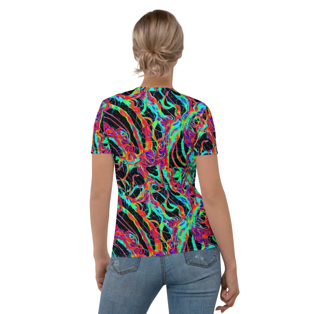 Fluorescent Rapture on Women's Crew Neck T-Shirt — Back
