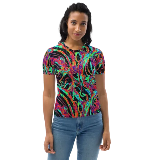Fluorescent Rapture on a Women's Crew Neck T-Shirt