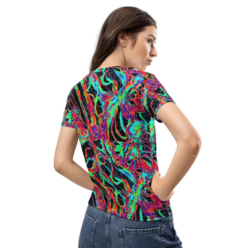Fluorescent Rapture on Women's Crew Neck T-Shirt — Back