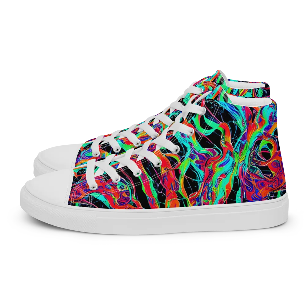 Fluorescent Rapture on Women's High Top Canvas Shoes — Left