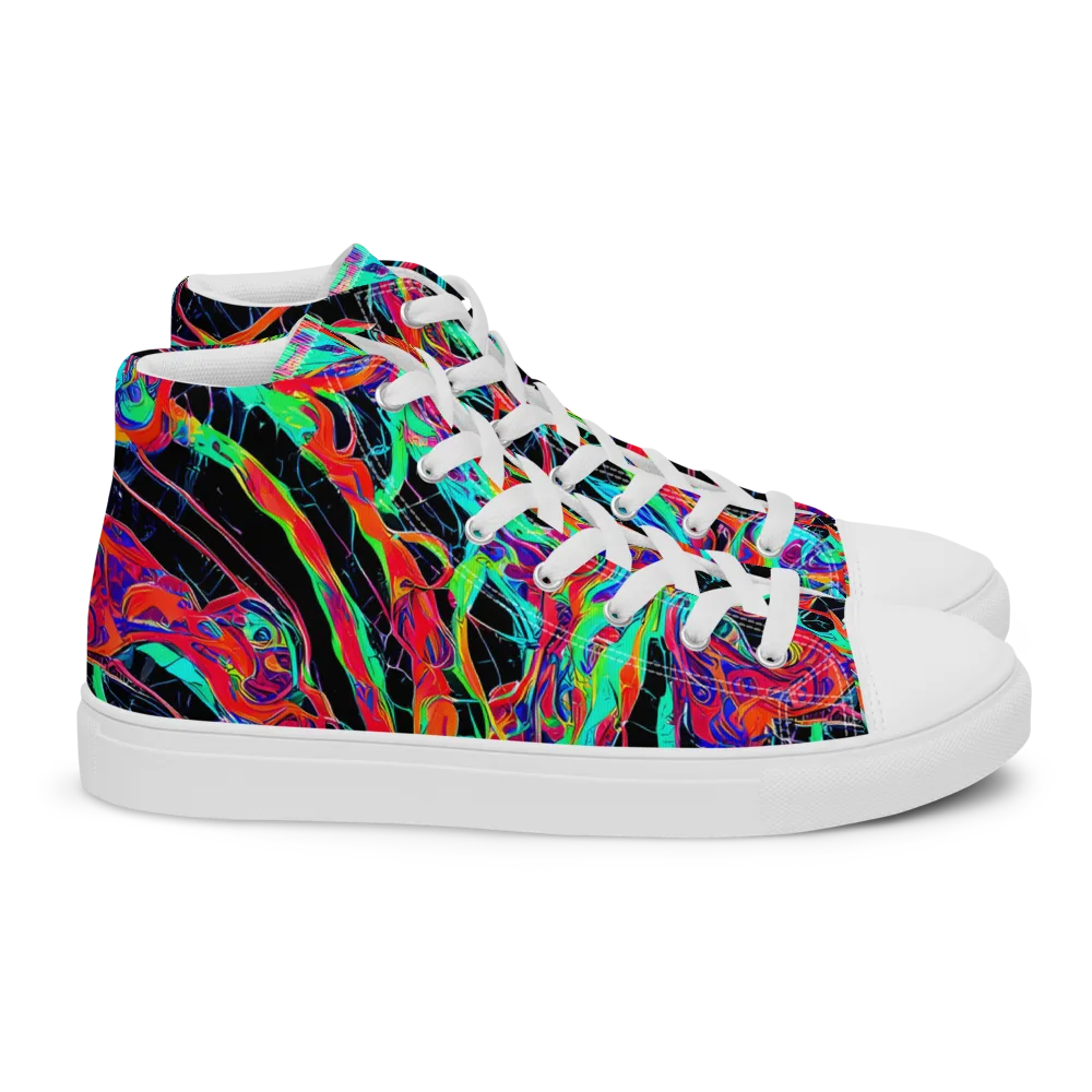 Fluorescent Rapture on Women's High Top Canvas Shoes — Right