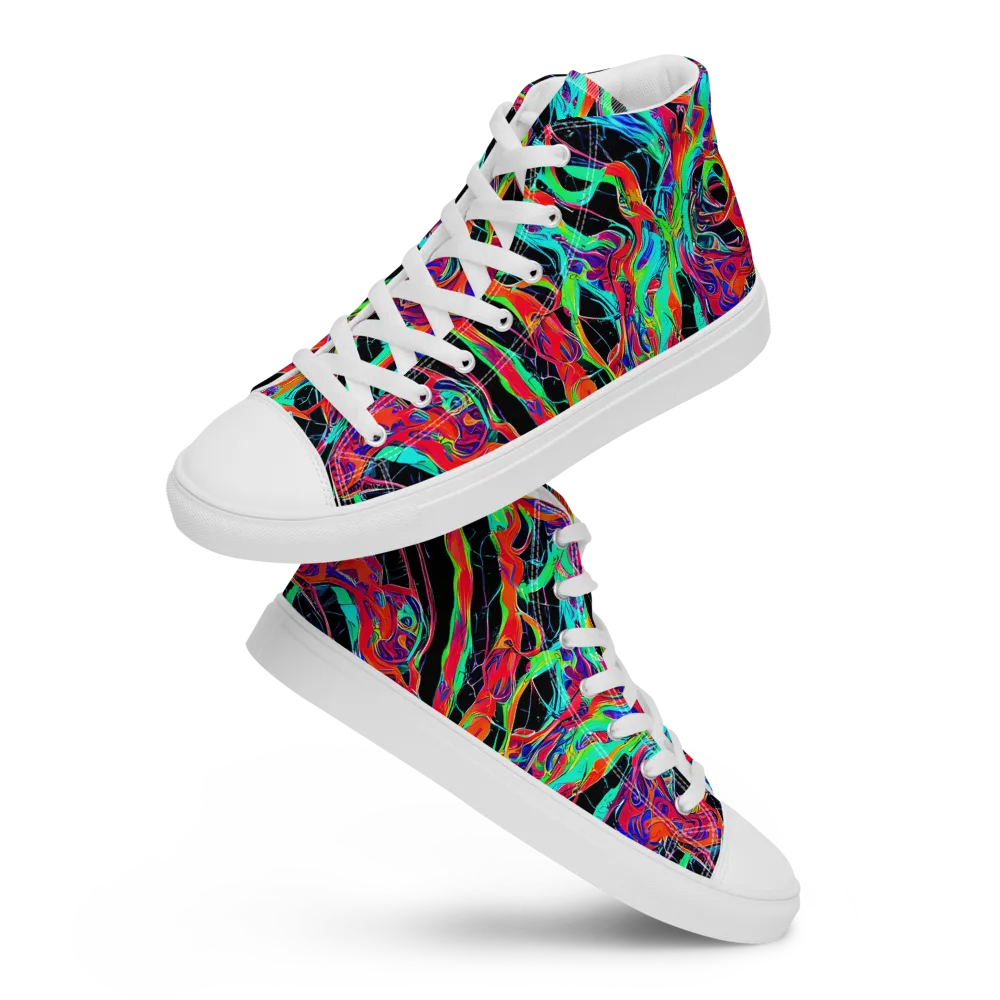 Fluorescent Rapture on Women's High Top Canvas Shoes — Front