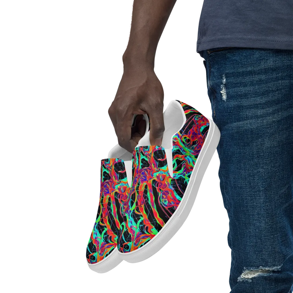 Fluorescent Rapture on Men's Slip-On Canvas Shoes — Left Front