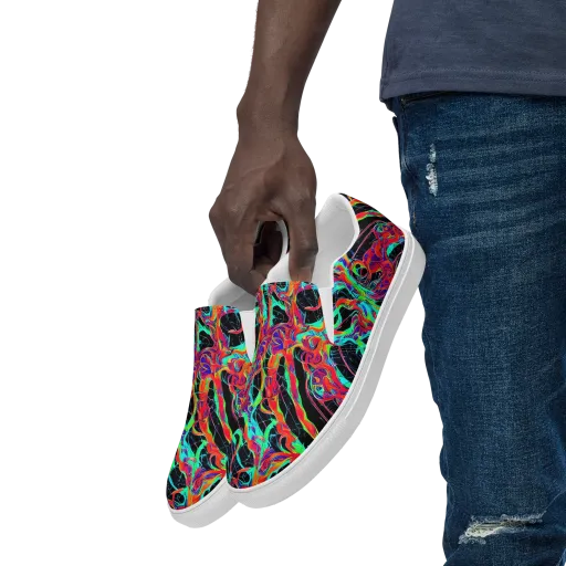 Fluorescent Rapture on a Men's Slip-On Canvas Shoes