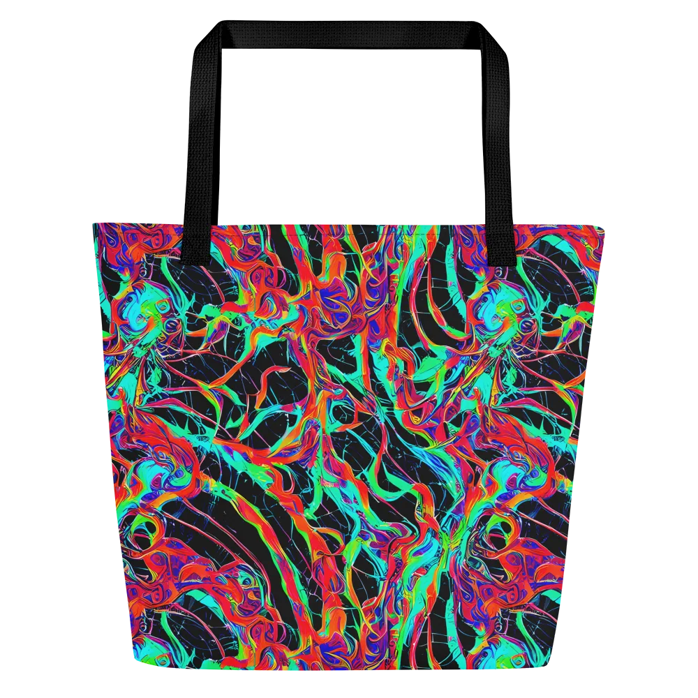 Fluorescent Rapture on Large Tote Bag W/ Pocket — Front