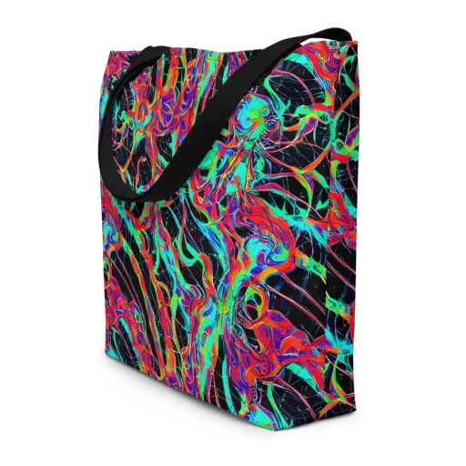 Fluorescent Rapture on a Large Tote Bag W/ Pocket