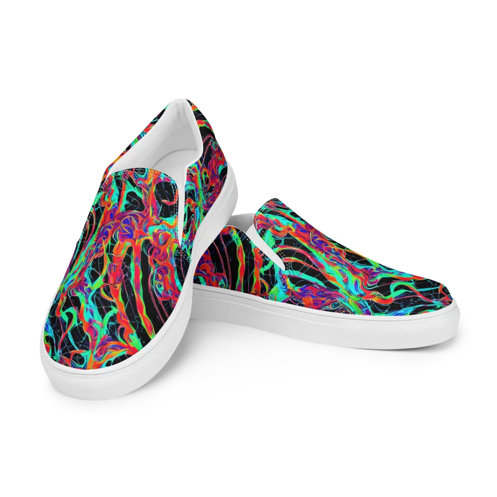 Fluorescent Rapture on Women's Slip-On Canvas Shoes — Left Front