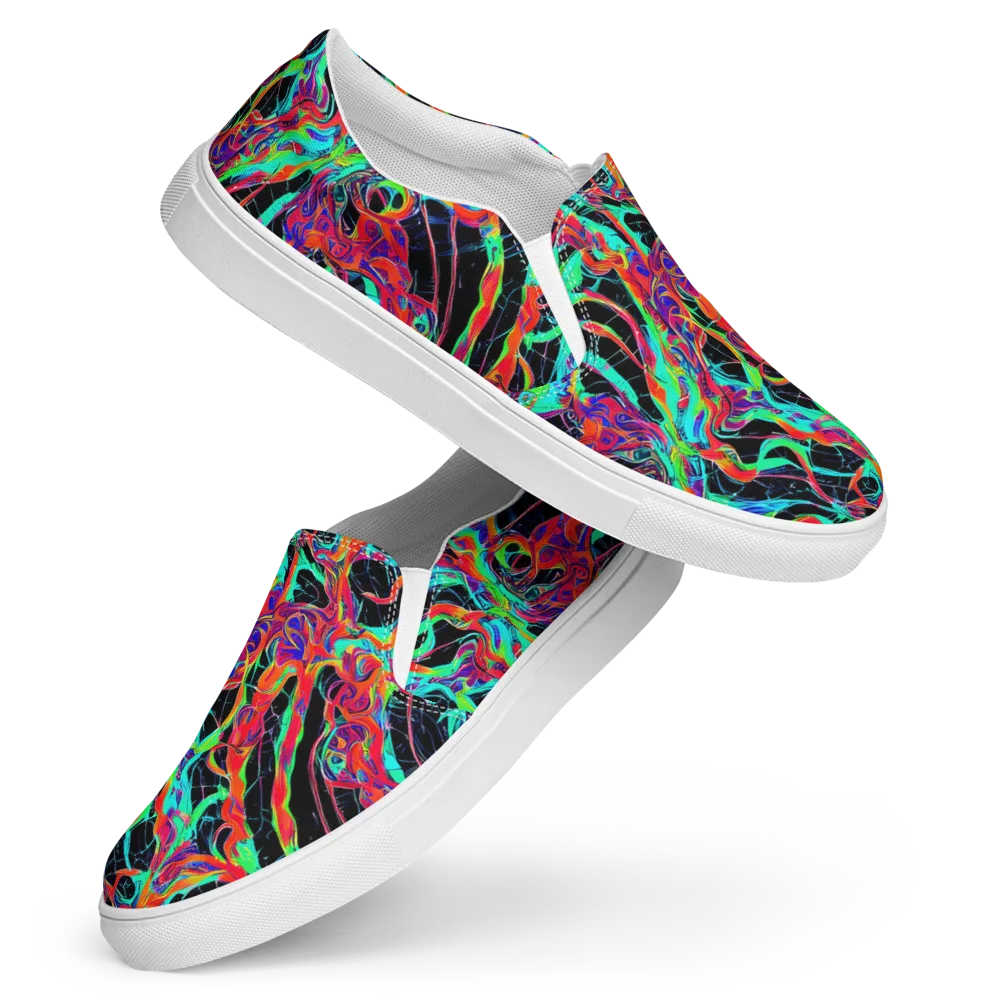 Fluorescent Rapture on Women's Slip-On Canvas Shoes — Front
